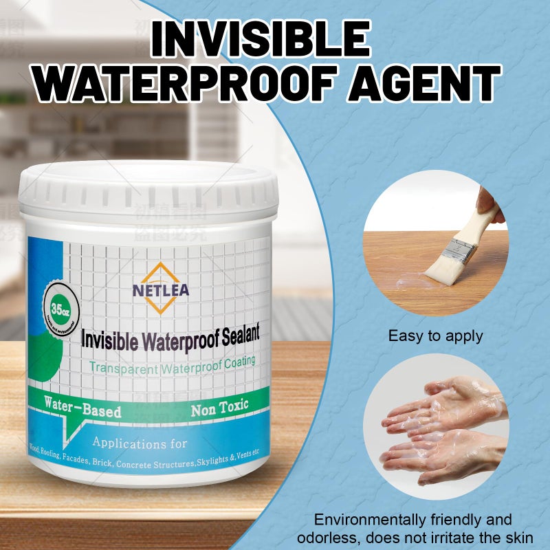 NetLea Invisible Waterproof Agent,Transparent Waterproof Coating,Polyurethane Coating for Roofs, Walls, Bathroom, Shower, Window Sills, Indoor & Outdoor - Image 2